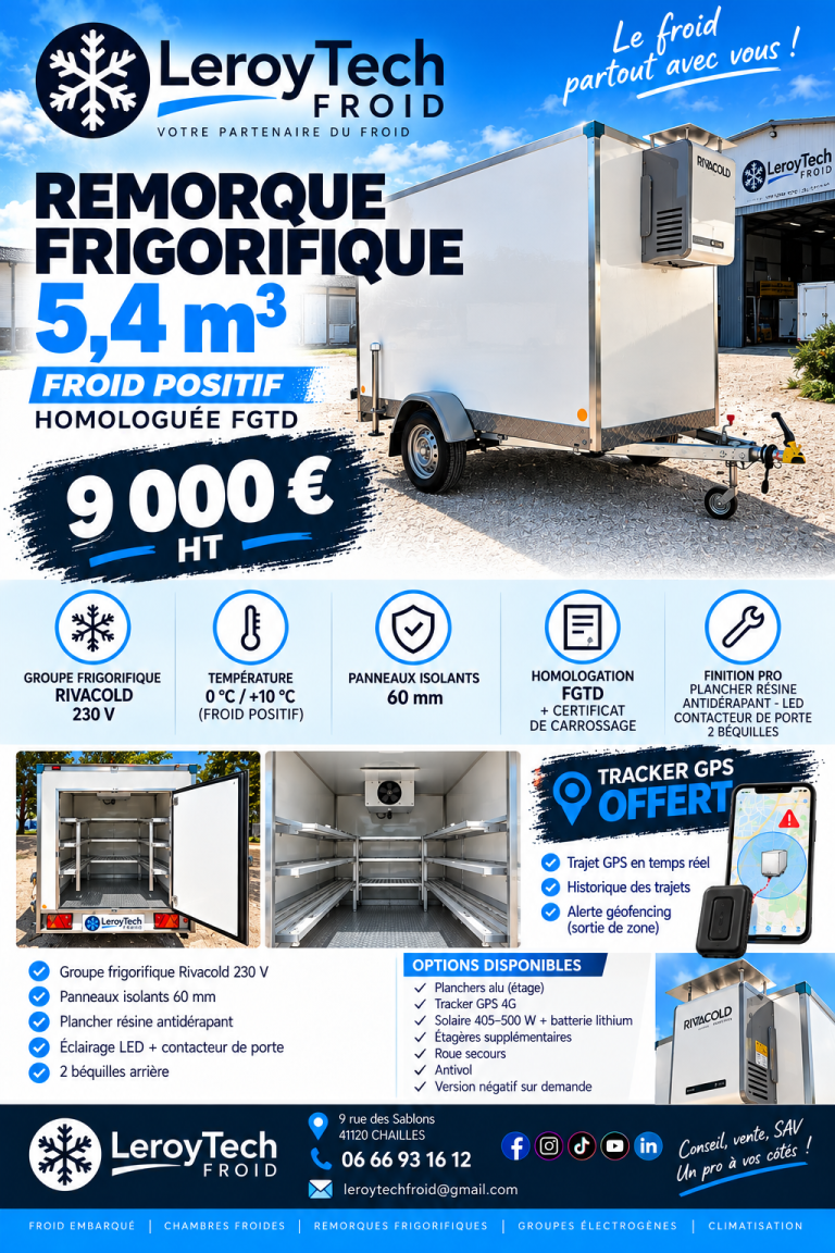 Remorque frigorifique 5,4m3