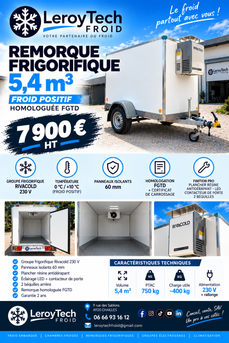 Remorque frigorifique 5,4m3